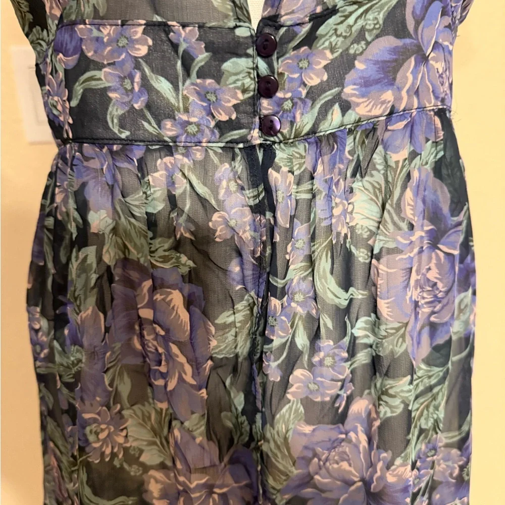American Eagle Floral Boho Sheer Maxi High Low Chic Cover Up Versatile Dress S